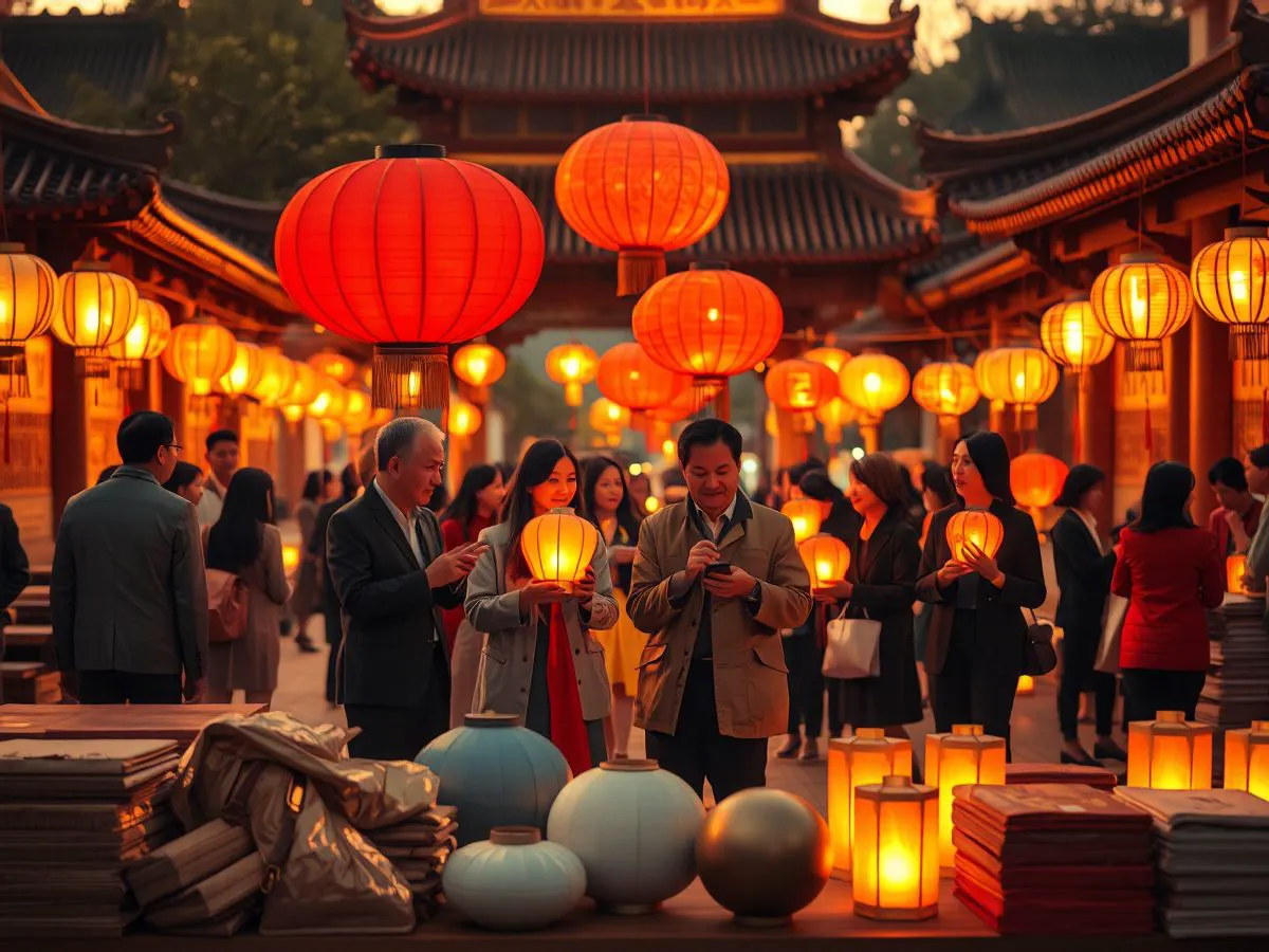 团队参与民俗灯会活动场景